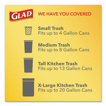 Glad® Odorshield Tall Kitchen Drawstring Bags, 13 Gal, 0.72 Mil, 24" X 27.38", White, 80-box freeshipping - TVN Wholesale